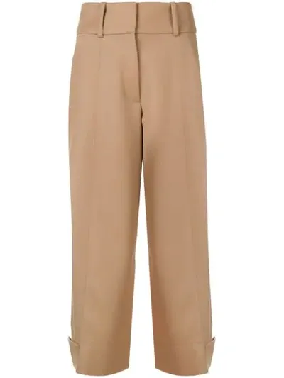 See By Chloé Cropped Twill Wide-leg Pants In Brown