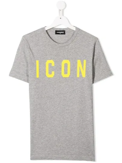 Dsquared2 Kids' Icon Logo T-shirt In Grey