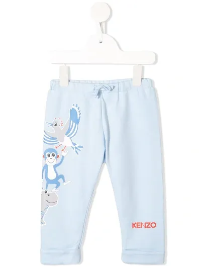 Kenzo Babies' Animal Graphic Print Trousers In Blue