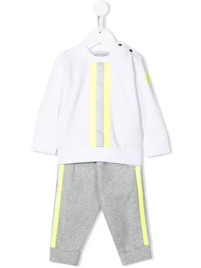 Moncler Babies' Striped Tracksuit In Bianco