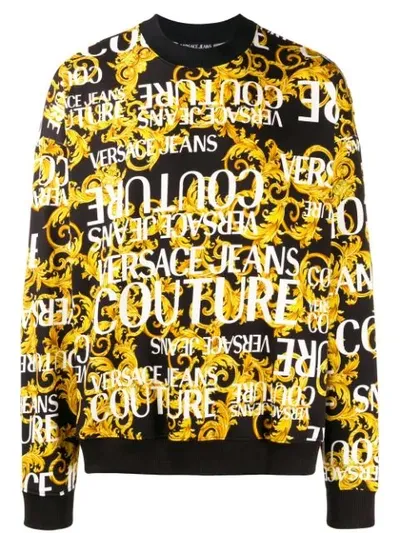 Versace Jeans Couture Logo Baroque Crew Neck Sweatshirt In Black