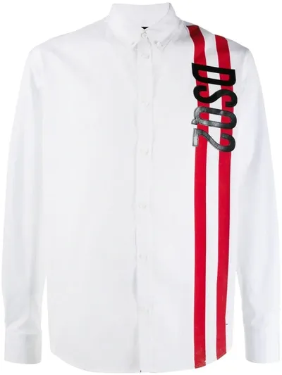 Dsquared2 Logo Embroidered Shirt In White