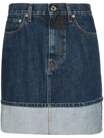 Helmut Lang Femme Stonewash Mini Denim Skirt In Blue