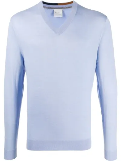 Paul Smith V-neck Knitted Jumper In Blue