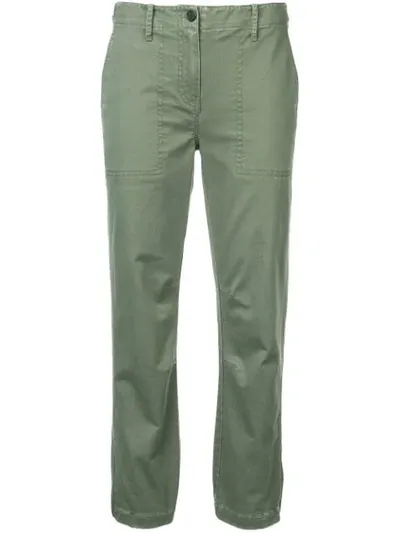 Derek Lam 10 Crosby Cropped Utility Pants W/ Elastic Cuffs In Green