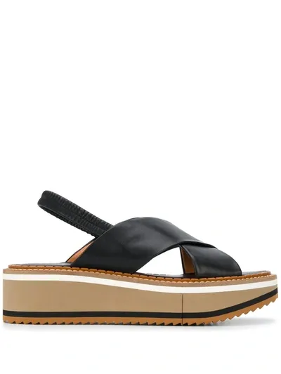 Clergerie Women's Freedom Leather Flatform Slingback Sandals In Black