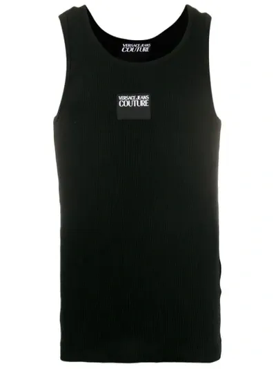 Versace Jeans Couture Logo Patch Tank Top In Black