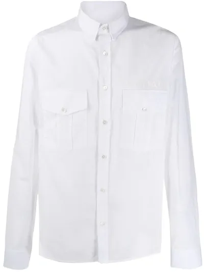 Balmain Logo Print Long-sleeve Shirt In White