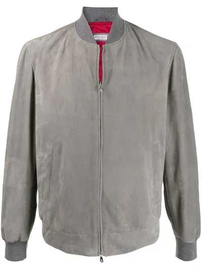 Brunello Cucinelli Lightweight Bomber Jacket In Grey