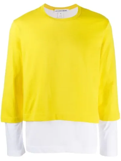 Comme Des Garçons Shirt Overlaid T-shirt In Yellow And White