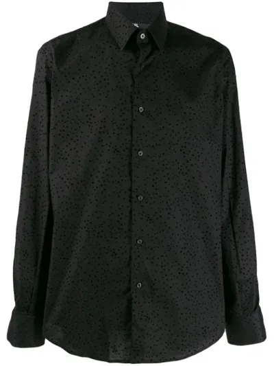 Karl Lagerfeld Flock Polka Dot Shirt In Black