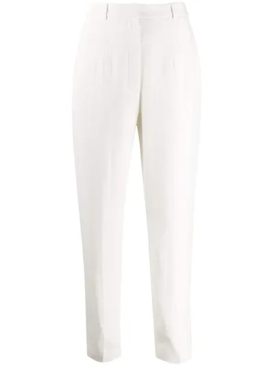 Alexander Mcqueen Cropped Leaf Crepe Straight Leg Pants In Light Ivory