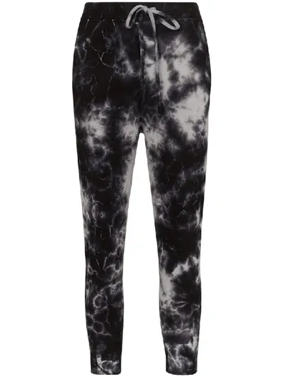 Nili Lotan Tie-dye Pattern Track Pants In Jet Black Tie Dye