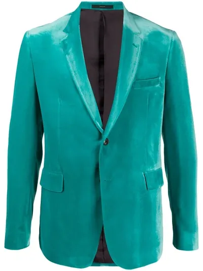 Paul Smith Single-breasted Satin-lapel Soho-fit Velvet Jacket In Blue