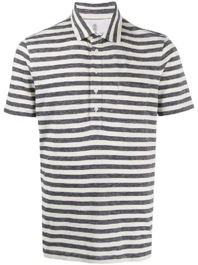 Brunello Cucinelli Striped Polo Shirt In Blue