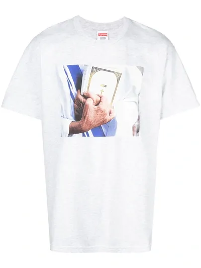 Supreme Bible Print T-shirt In Grey