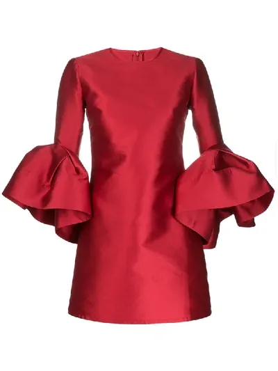 Marques' Almeida Dress L/s W/frill Sleeve In Red