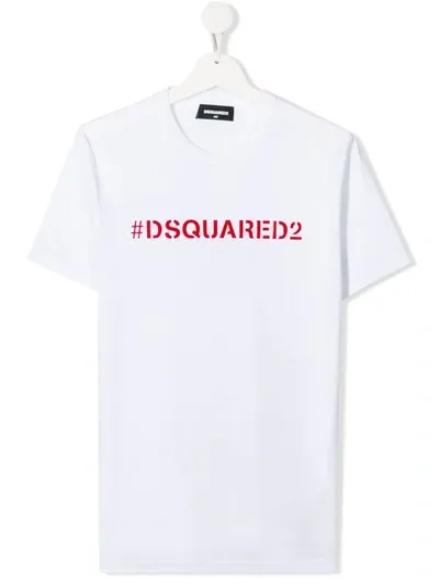 Dsquared2 Teen Hashtag Logo T-shirt In White