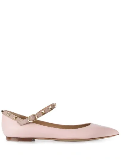 Valentino Garavani Rockstud Ballerina Shoes In Pink