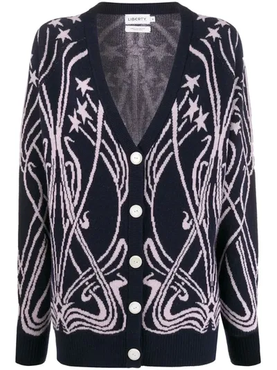 Liberty London Kiki Star Intarsia Cardigan In Blue