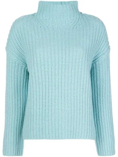 Vince Lofty Wool Blend Funnel Neck Sweater In Blue