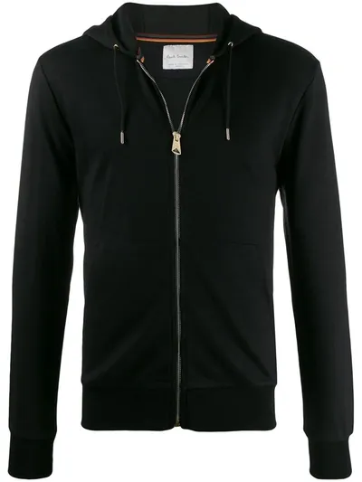 Paul Smith Striped-sleeves Zip-up Hoodie In Black