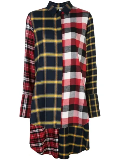 Monse Multi-plaid Print Asymmetric Shirt In Multicolour