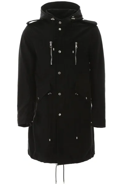 Balmain Parka With Logo Print In Black