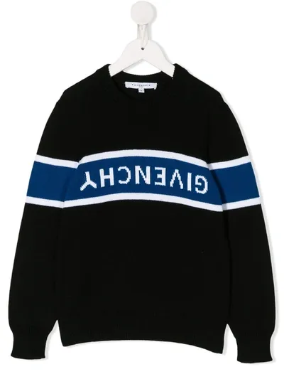 Givenchy Kids' Intarsia Logo Jumper In Black