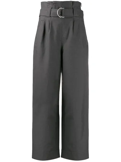 Ganni High-waisted Belt Chino Trousers In Black