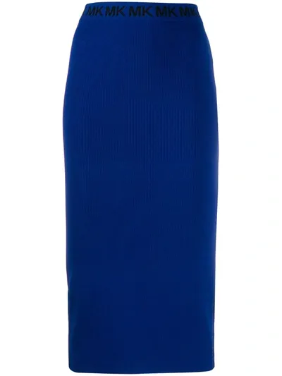 Michael Michael Kors Fitted Midi Skirt In Blue