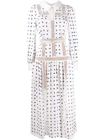 Self-portrait Geometric Dot-print Shirtdress In White