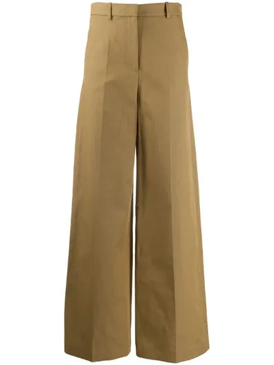 Joseph Alana Cotton-blend Canvas Wide-leg Trousers In Khaki