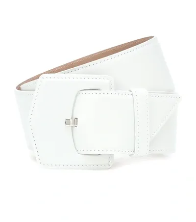 Alaïa Medium Oversized Geometric Buckle Belt In Blanc Optique