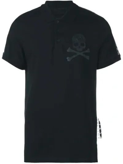 Philipp Plein Crystal Skull Polo Shirt In Black