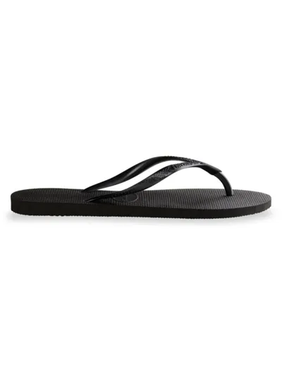 Havaianas Slim Glitter Rubber Flip-flops In Black