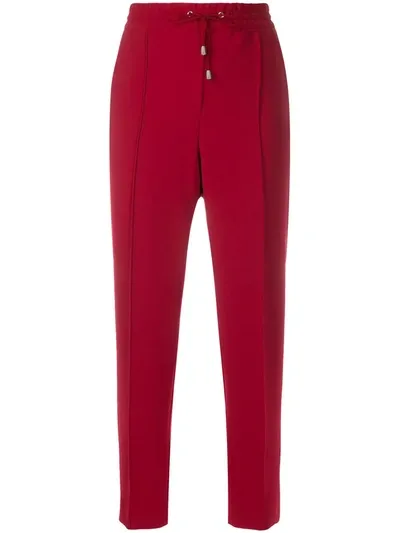 Filippa K Fiona Cropped Tapered-leg Trousers In Pure Red