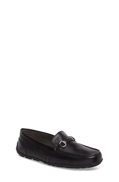 Geox Kids' Leather Moc Toe Loafer In Black