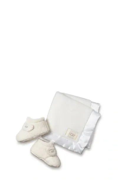 Ugg Kids' Girl's Bixbee Booties & Lovey Baby Blanket Set In Vanilla