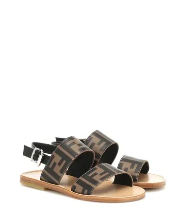 Fendi Kids' Ff Embossed-logo Sandals In Beige