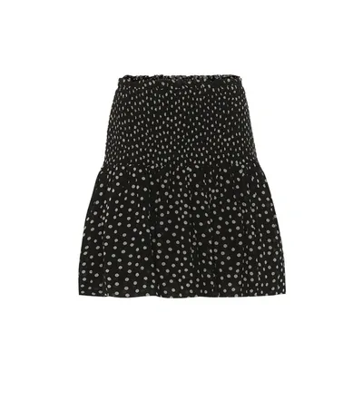 Ganni Polka-dot Georgette Skirt In Black