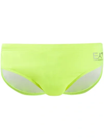 Ea7 Metallic Logo Print Swimming Trunks In Yellow