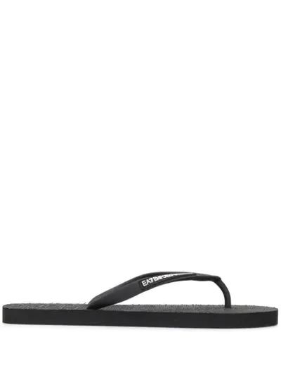 Ea7 Logo Patch Flip-flops In Black