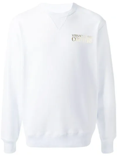 Versace Jeans Couture Metallic Logo Print Sweatshirt In White