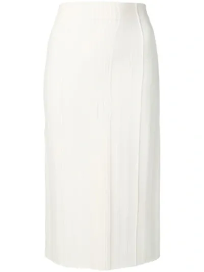 Alexander Mcqueen High-rise Grain-de-poudre Wool Pencil Skirt In White