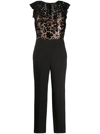 Michael Michael Kors Sequin Lace Top Jumpsuit In Black