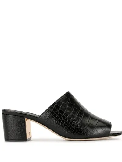 Tory Burch Martine Croc-effect Leather Mules In Black