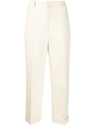 Christian Wijnants Front Pleated Cropped Trousers In Neutrals