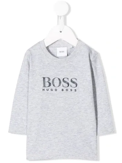 Hugo Boss Kids' Logo Print Sweatshirt In Grey