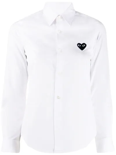 Comme Des Garçons Play Long Sleeve Logo Shirt In White